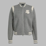 CONTRAST STRIPE KNIT BOMBER JACKET