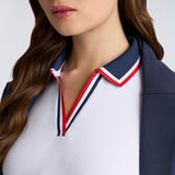 CONTRAST JOHNNY COLLAR TECH NYLON RIB LONG SLEEVE POLO