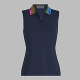 GRADIENT COLLAR SILKY TECH NYLON SLEEVELESS POLO