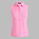 PANELED STRIPE TECH PIQUÉ SLEEVELESS POLO