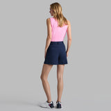 PANELED STRIPE TECH PIQUÉ SLEEVELESS POLO