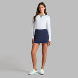 CONTRAST JOHNNY COLLAR TECH NYLON RIB LONG SLEEVE POLO