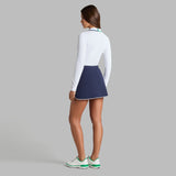 CONTRAST JOHNNY COLLAR TECH NYLON RIB LONG SLEEVE POLO
