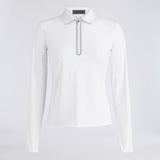 SILKY TECH NYLON LONG SLEEVE ZIP POLO