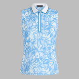 TRIPPY FLORAL SILKY TECH NYLON SLEEVELESS POLO