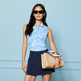 TRIPPY FLORAL SILKY TECH NYLON SLEEVELESS POLO