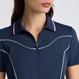 STRETCH NYLON INTERLOCK CONTOUR 1/4 ZIP POLO