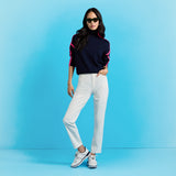 Merino Wool Contrast Stripe Turtleneck Sweater