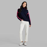 Merino Wool Contrast Stripe Turtleneck Sweater
