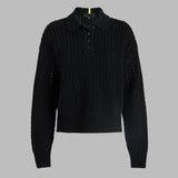 OPEN KNIT WOOL CASHMERE POLO