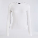 COTTON BLEND RIB KNIT FITTED TOP