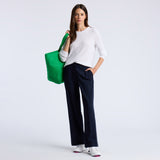 COTTON BLEND RIB KNIT FITTED TOP