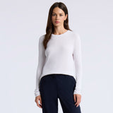COTTON BLEND RIB KNIT FITTED TOP