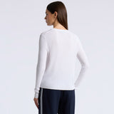 COTTON BLEND RIB KNIT FITTED TOP