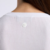 COTTON BLEND RIB KNIT FITTED TOP