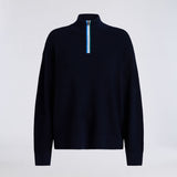 WAFFLE KNIT MERINO WOOL 1/4 ZIP SWEATER