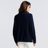 WAFFLE KNIT MERINO WOOL 1/4 ZIP SWEATER