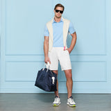 PERFORATED STRIPE JERSEY POLO