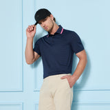 PERFORATED STRIPE JERSEY POLO
