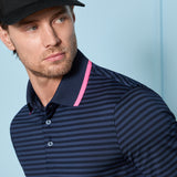 PERFORATED STRIPE JERSEY POLO