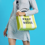 PRAY FOR BIRDIES CANVAS SQUARE BAG